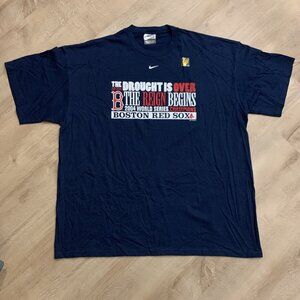 Vintage Y2K Nike Team Boston Red Sox Center Swoosh 2004 World Series T-Shirt 2XL